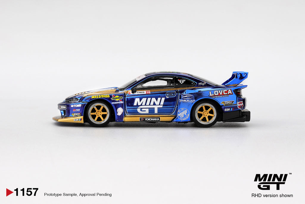 Mini GT 1/64 Nissan Silvia (S15) LB-Super Silhouette #555 Team MINI GT Liberty Walk 2025 Formula Drift MGT01157-R Diecast Scale Model