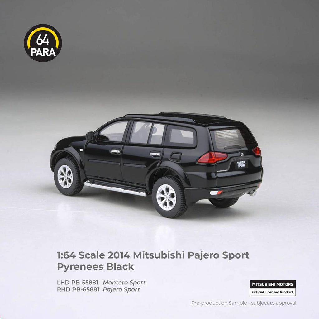 [PRE ORDER] Para64 1/64 2014 Mitsubishi Montero Sport Pyrenees Black (LHD - PH Version) PB55881 Diecast Scale Model Car