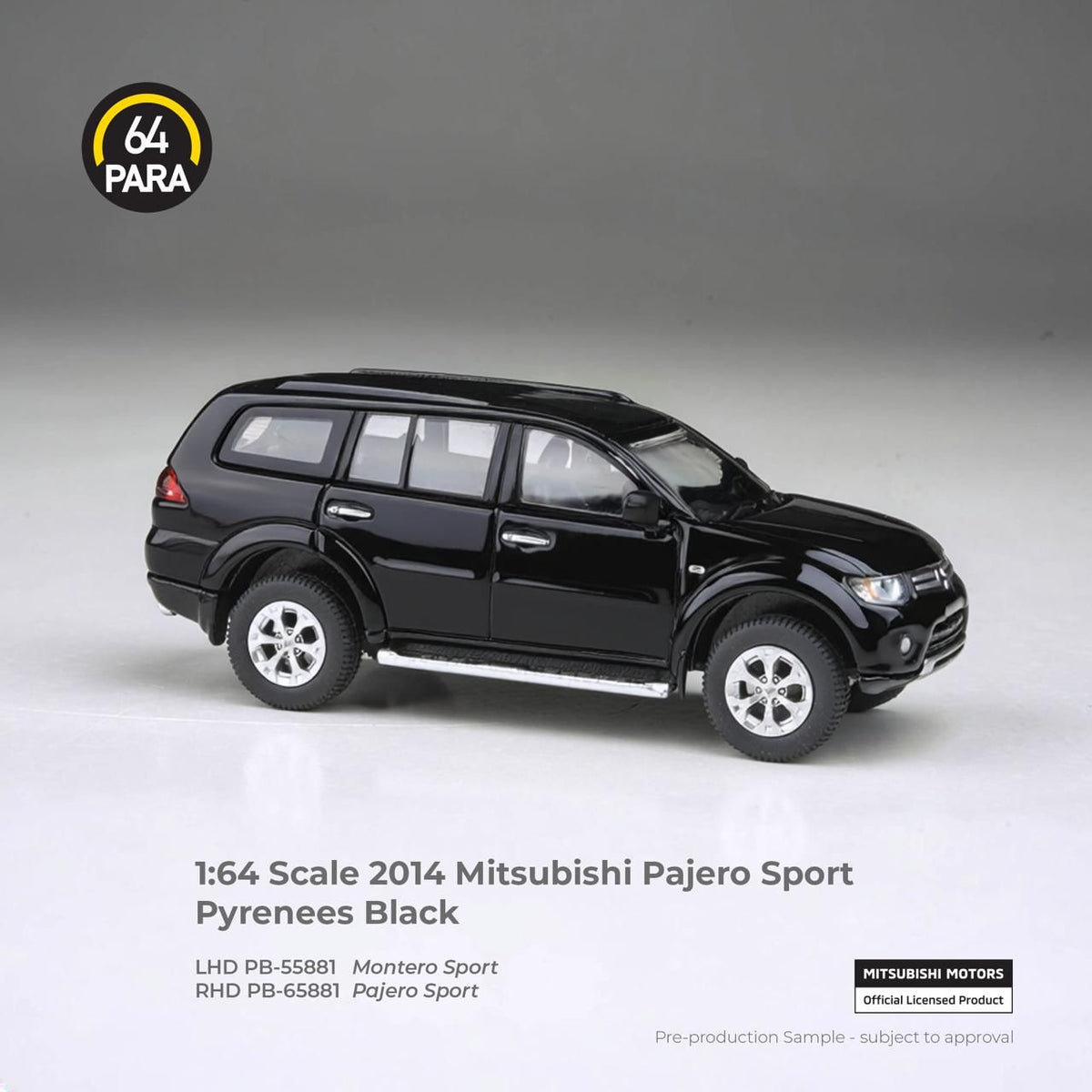 [PRE ORDER] Para64 1/64 2014 Mitsubishi Montero Sport Pyrenees Black (LHD - PH Version) PB55881 Diecast Scale Model Car