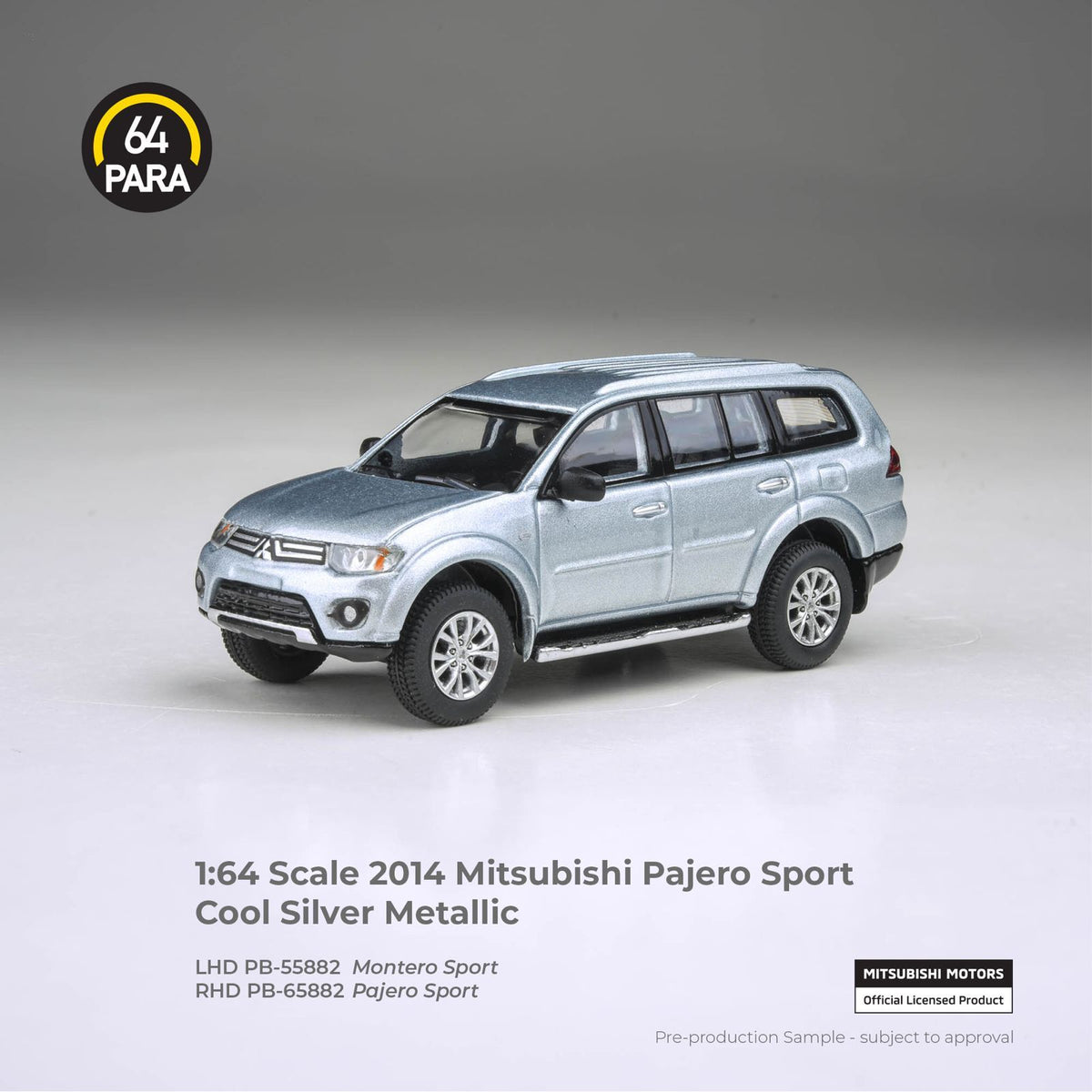 [PRE ORDER] Para64 1/64 2014 Mitsubishi Pajero Sport Cool Silver (RHD - Indo Version) PB65882 Diecast Scale Model Car