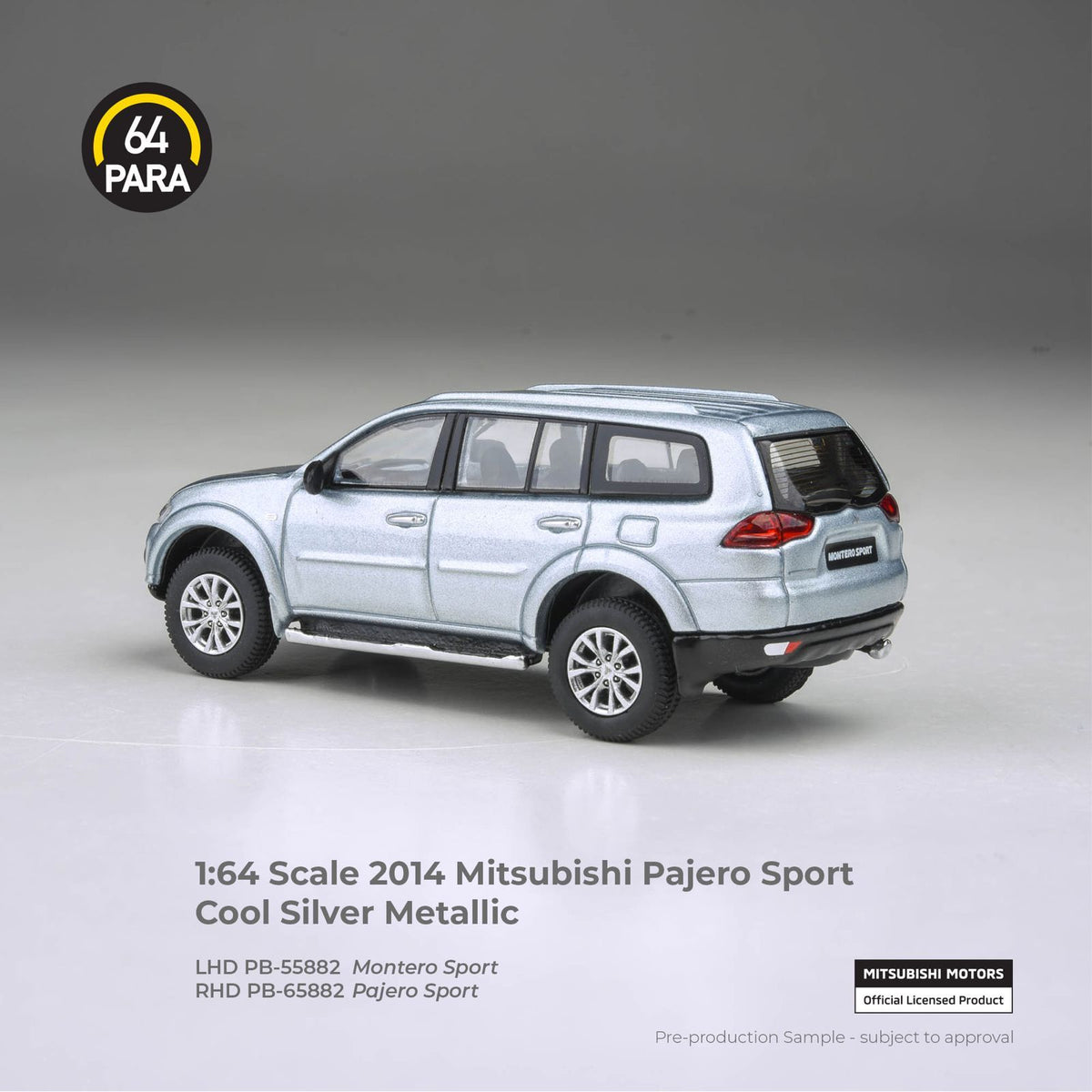 [PRE ORDER] Para64 1/64 2014 Mitsubishi Pajero Sport Cool Silver (RHD - Indo Version) PB65882 Diecast Scale Model Car