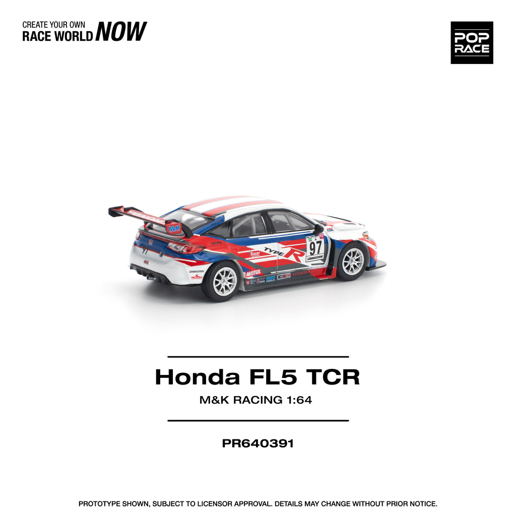 Pop Race 1/64 Honda Civic Type-R FL5 TCR M&K Racing PR640391 Diecast Scale Model