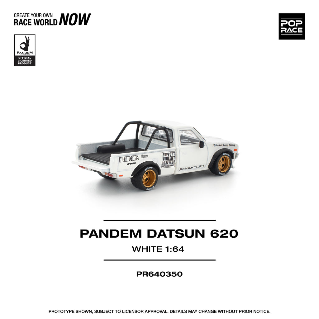 Pop Race 1/64 PANDEM Datsun 620 White PR640350 Diecast Scale Model