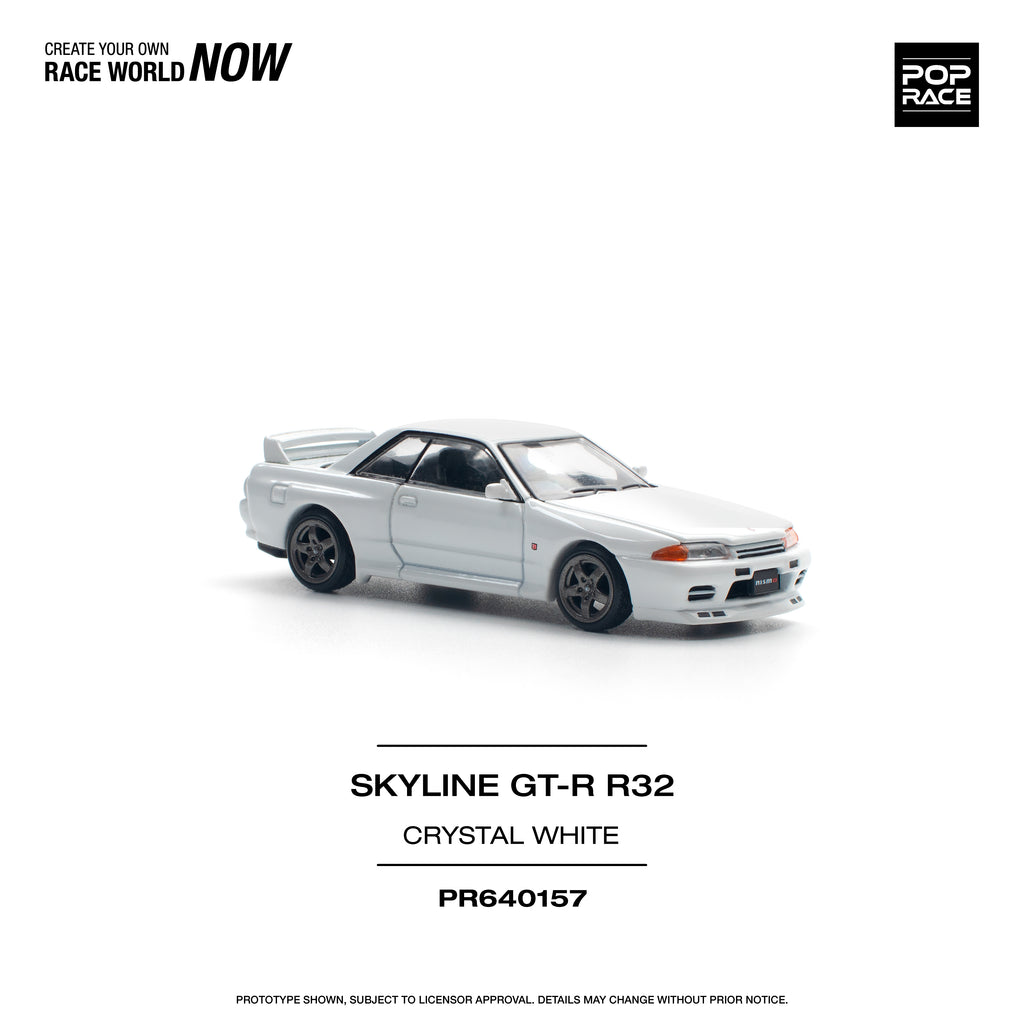 Pop Race 1/64 GTR R32 Crystal White PR640157 Diecast Scale Model