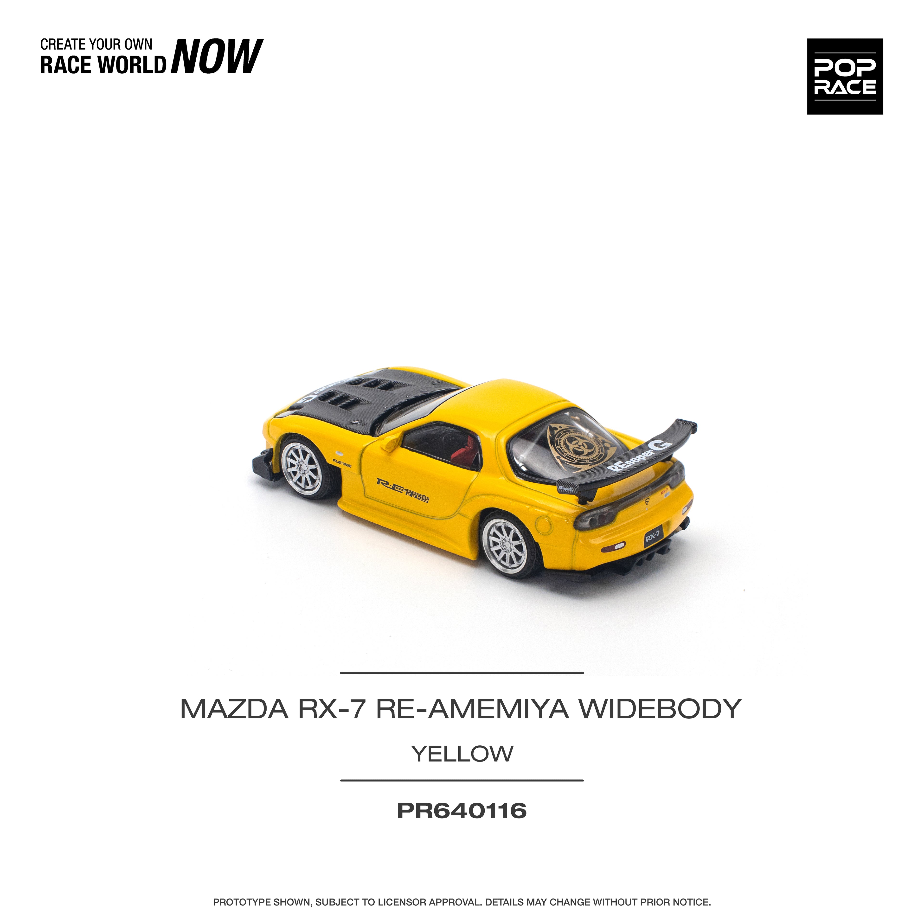 Pop Race 1/64 Mazda RX-7 RE Amemiya Yellow PR640116