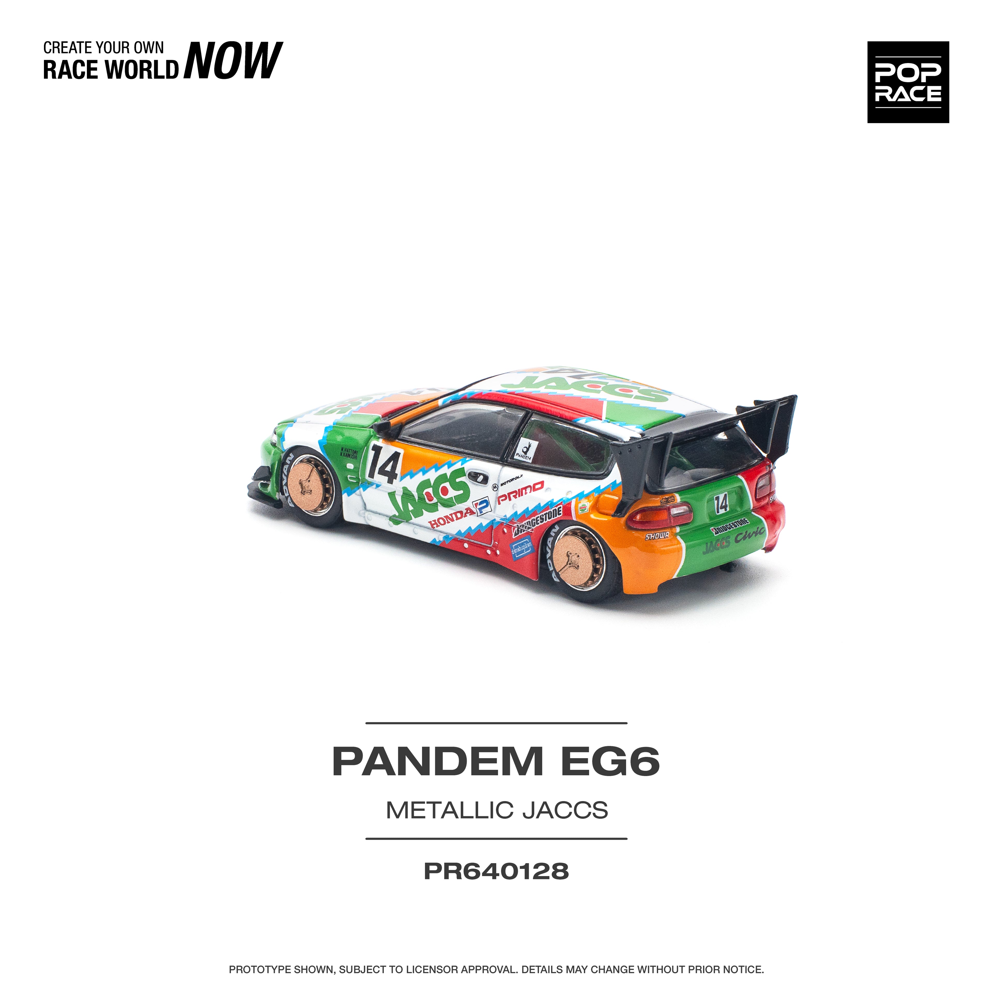 Pop Race 1/64 PANDEM CIVIC EG6 v1.5 JACCS PR640128 Diecast Scale Model