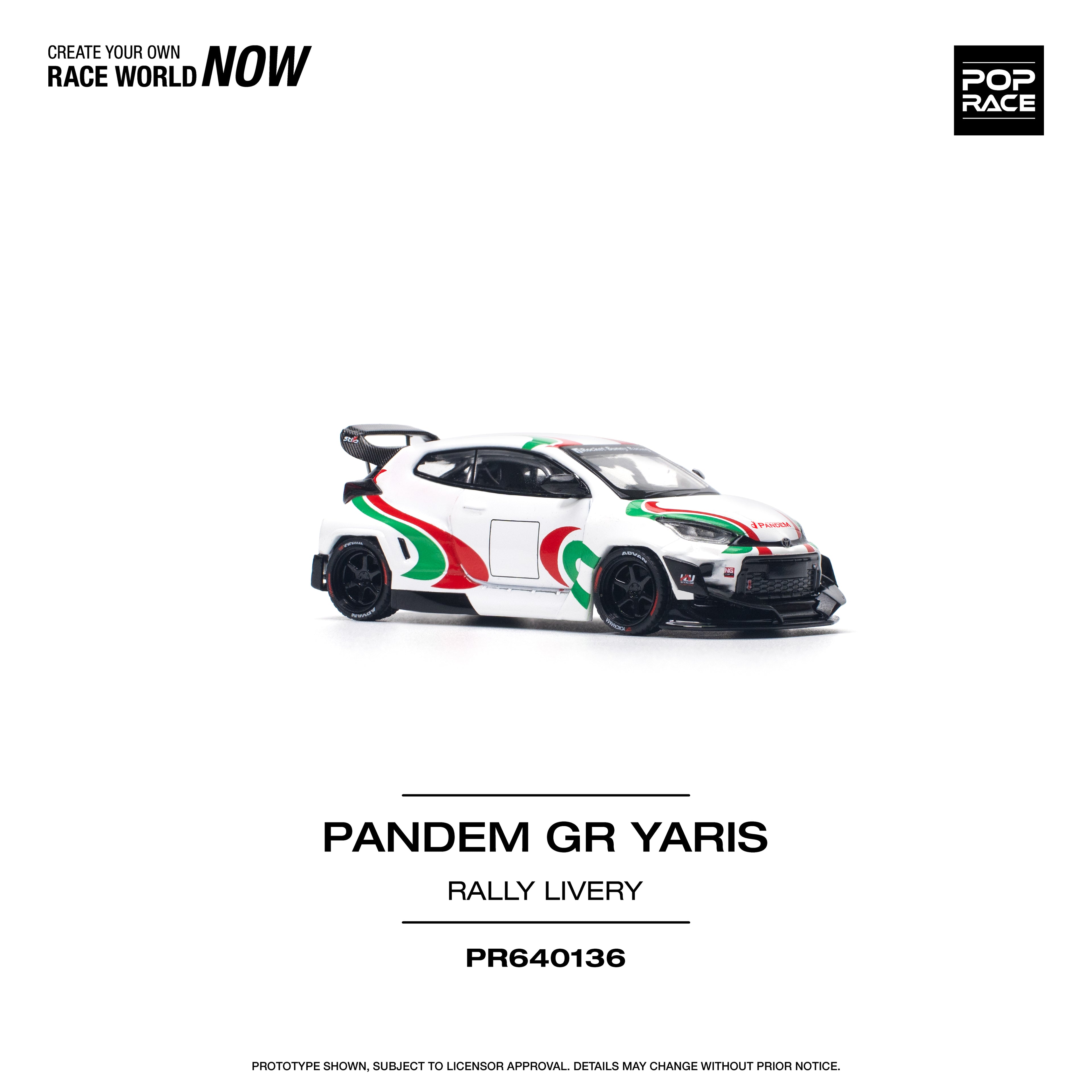 Pop Race 1/64 PANDEM GR Yaris Rally Livery PR640136 Diecast Scale Model