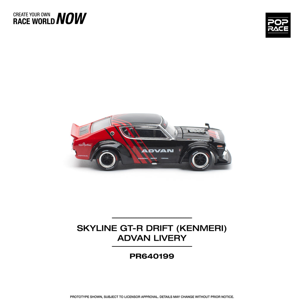 Pop Race 1/64 Skyline GT-R Drift (KENMERI) Advan Live PR640199 Diecast Scale Model
