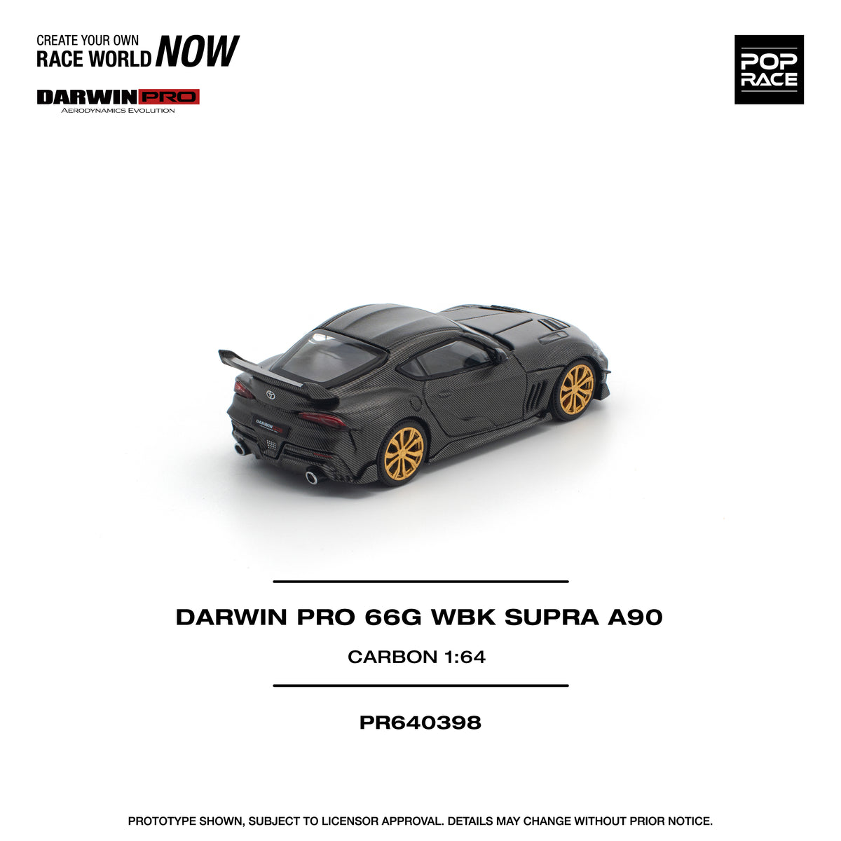 Pop Race 1/64 Darwin Pro 66G WBK Supra A90, carbon edition PR640398 Diecast Scale Model