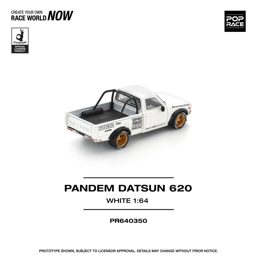 Pop Race 1/64 PANDEM Datsun 620 White PR640350 Diecast Scale Model
