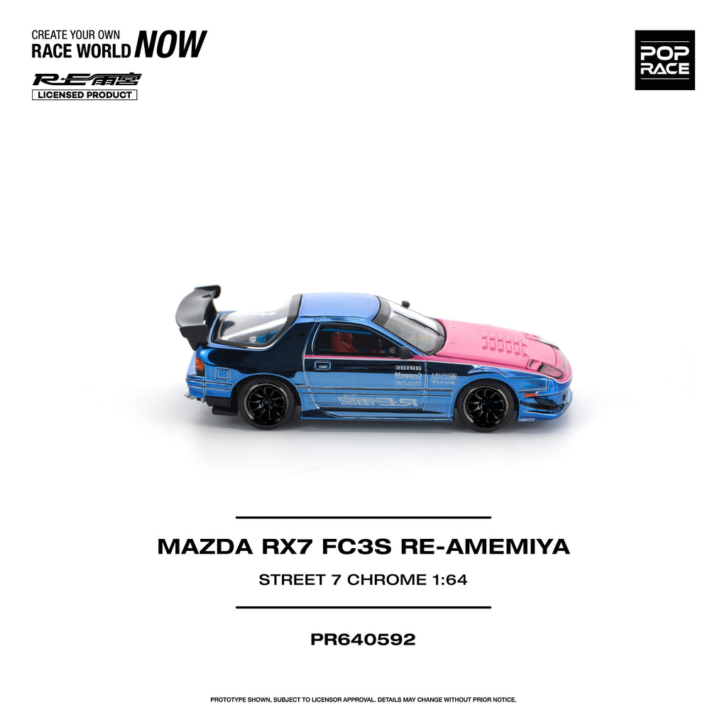 [PRE ORDER] Pop Race 1/64 Mazda RX7 (FC3S) Re-Amemiya STREET7 Chrome PR640592 Diecast Scale Model