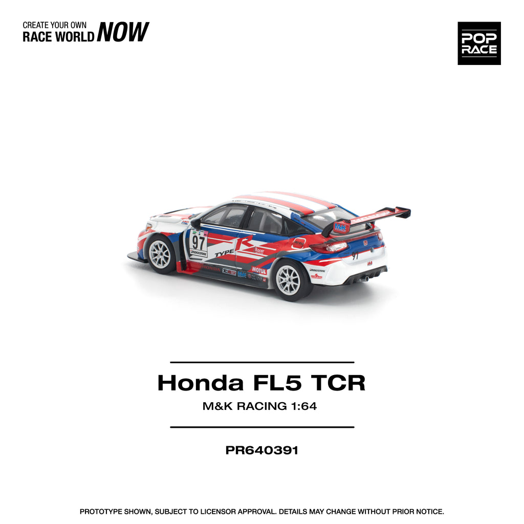 Pop Race 1/64 Honda Civic Type-R FL5 TCR M&K Racing PR640391 Diecast Scale Model