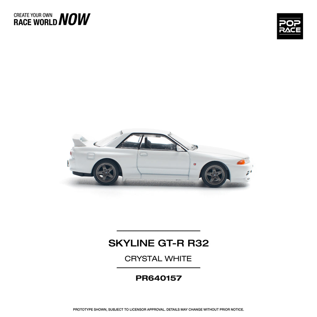 Pop Race 1/64 GTR R32 Crystal White PR640157 Diecast Scale Model