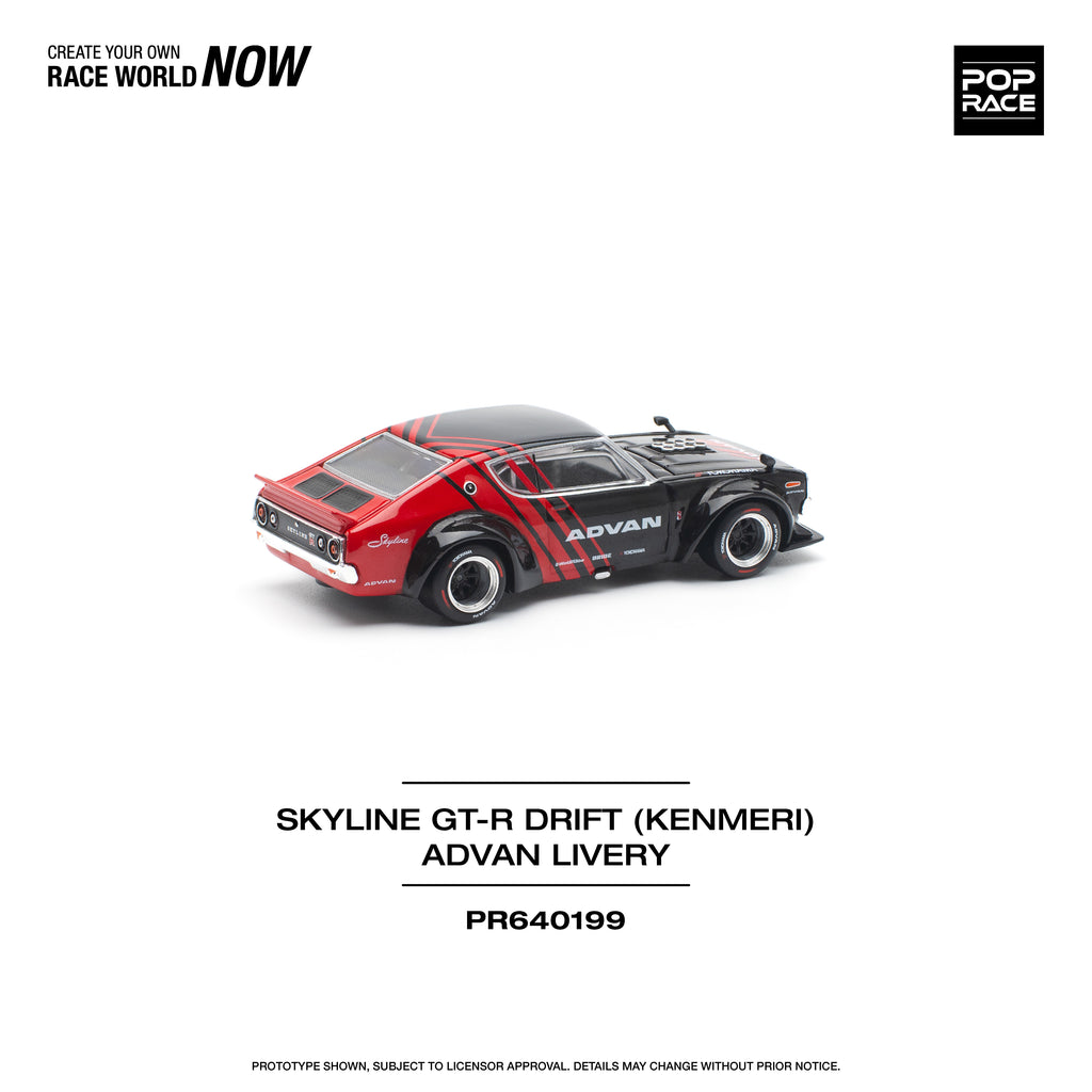 Pop Race 1/64 Skyline GT-R Drift (KENMERI) Advan Live PR640199 Diecast Scale Model