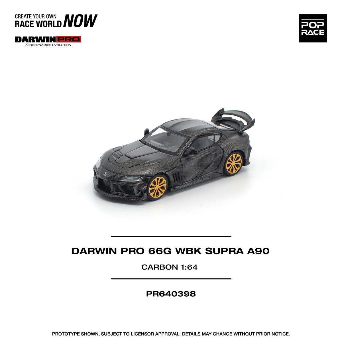Pop Race 1/64 Darwin Pro 66G WBK Supra A90, carbon edition PR640398 Diecast Scale Model