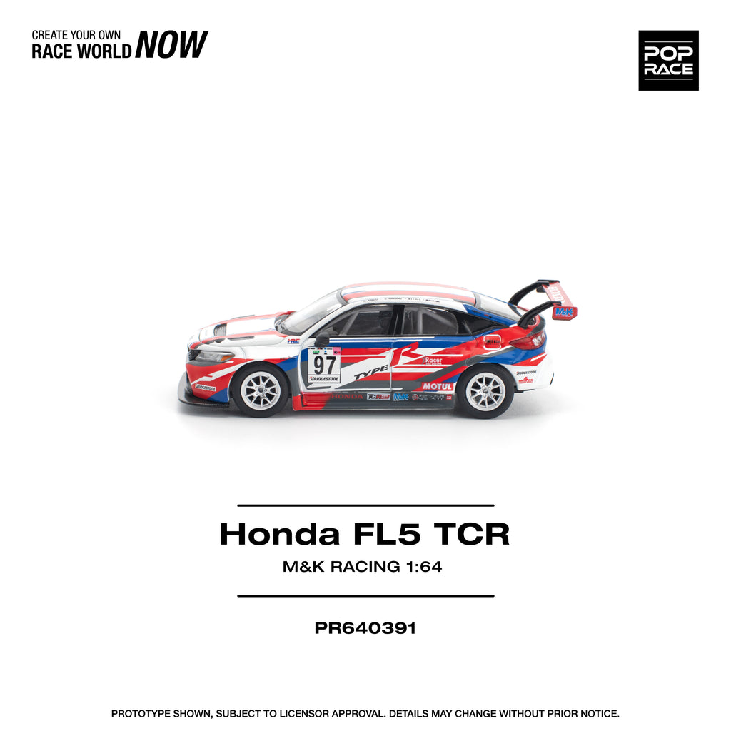 Pop Race 1/64 Honda Civic Type-R FL5 TCR M&K Racing PR640391 Diecast Scale Model
