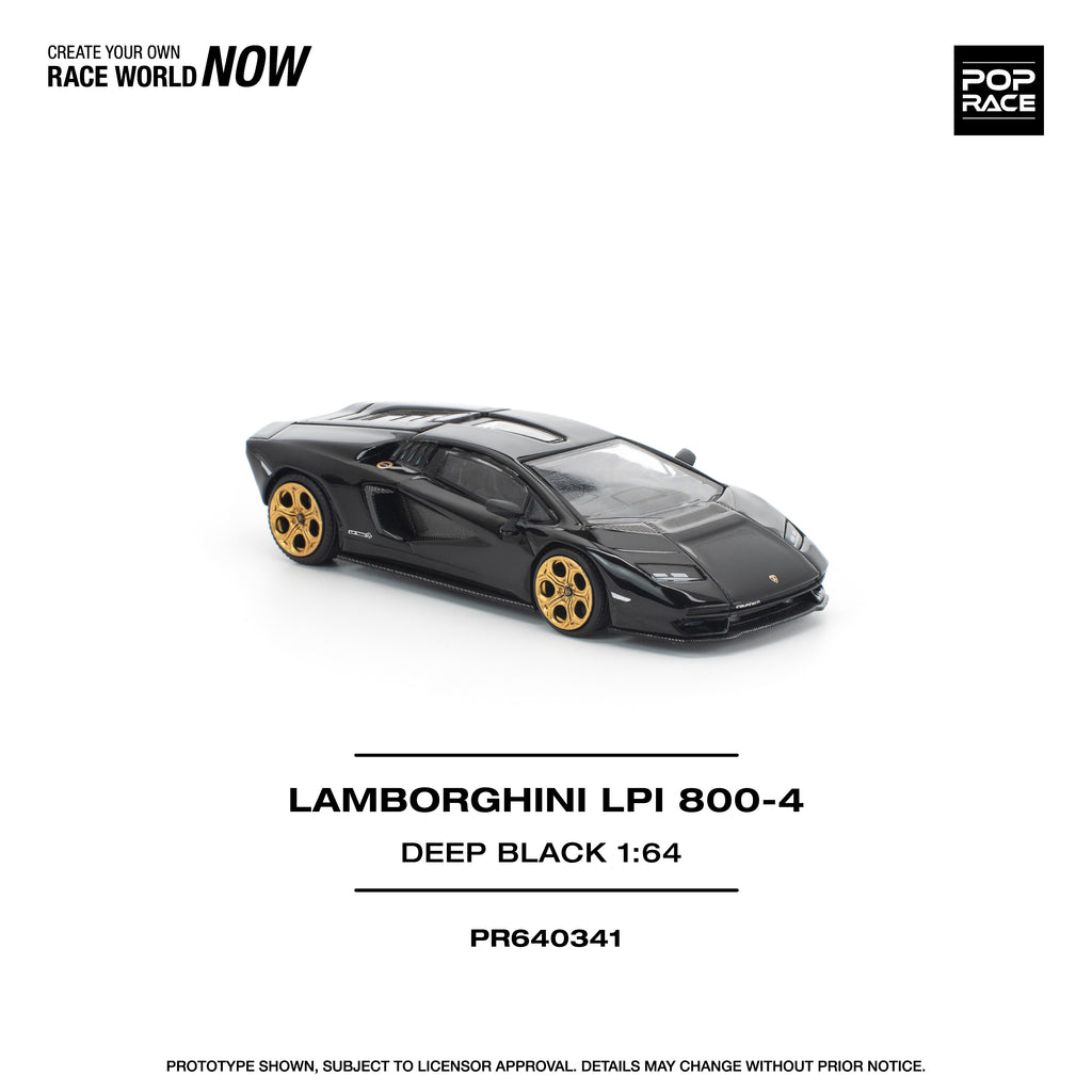 Pop Race 1/64 Lamborghini Countach LPI 800-4 Deep Black PR640341 Diecast Scale Model