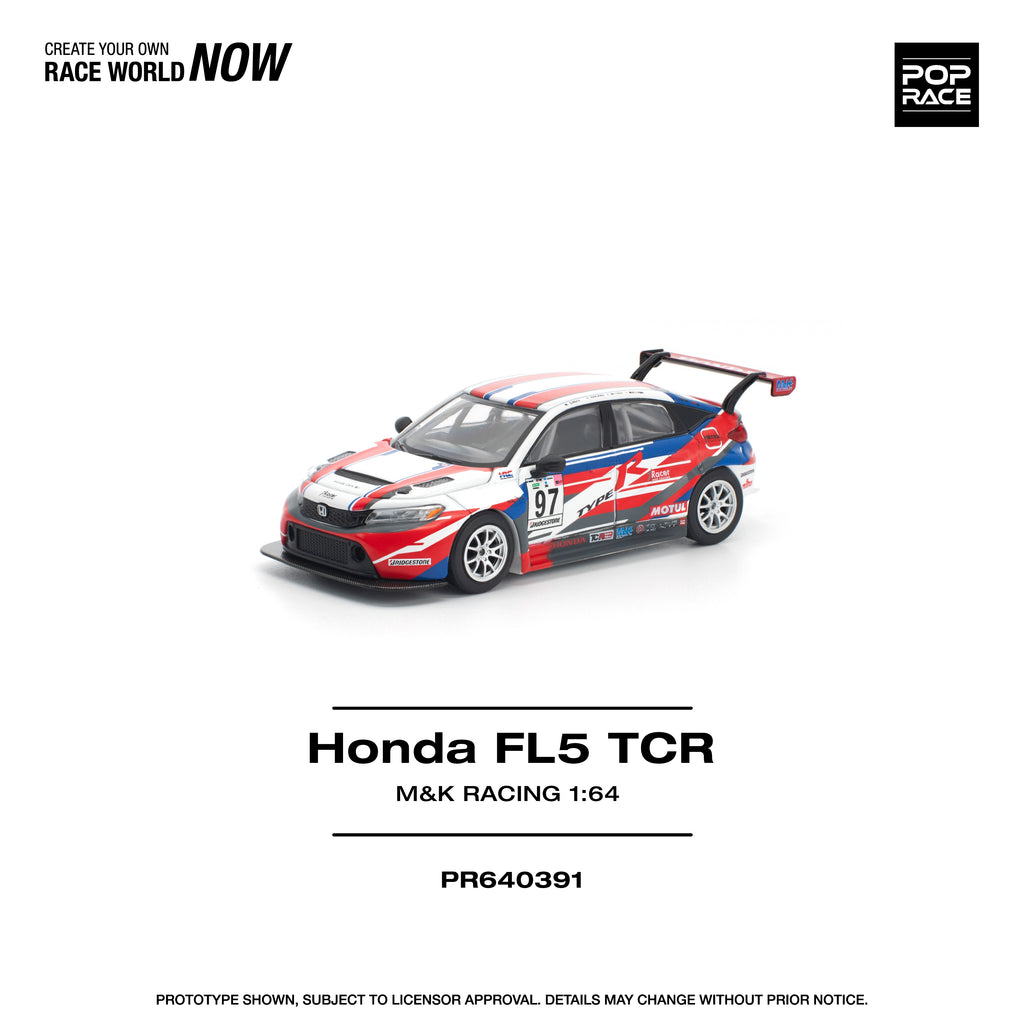 Pop Race 1/64 Honda Civic Type-R FL5 TCR M&K Racing PR640391 Diecast Scale Model