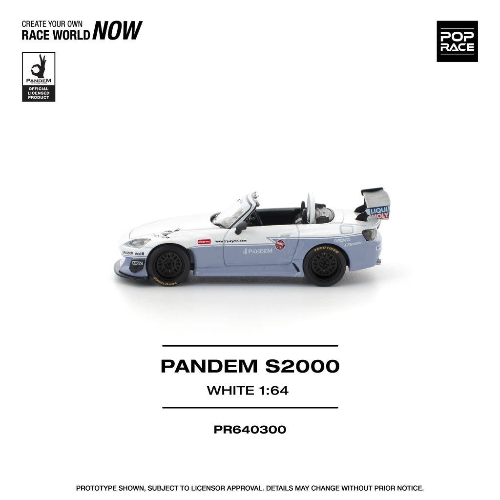 Pop Race 1/64 Honda S2000 Pandem White PR640300 Diecast Scale Model