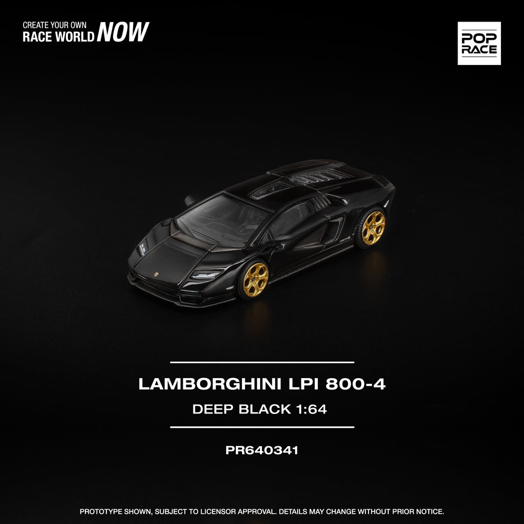 Pop Race 1/64 Lamborghini Countach LPI 800-4 Deep Black PR640341 Diecast Scale Model