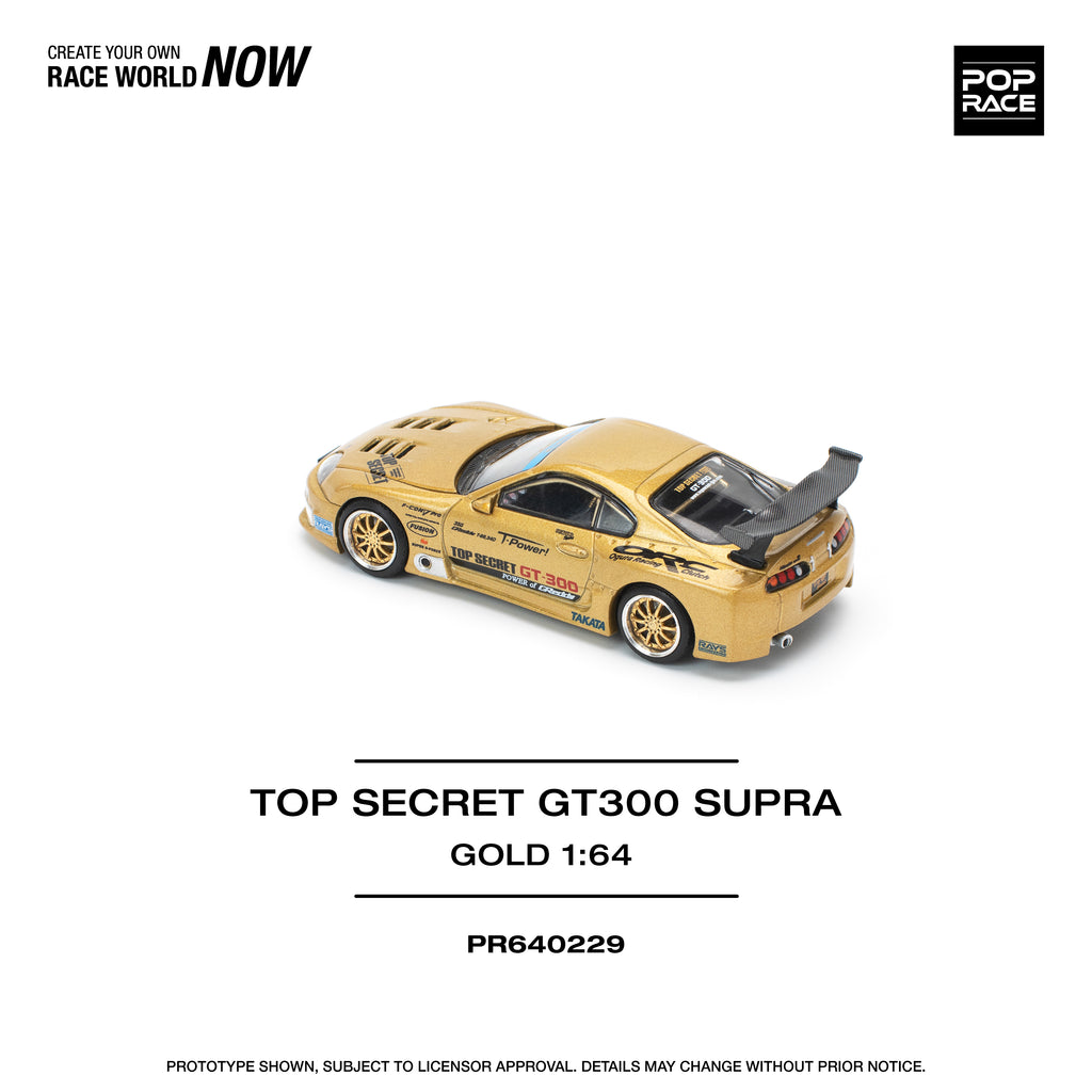 Pop Race 1/64 Top Secret GT300 Supra Gold PR640229 Diecast Scale Model