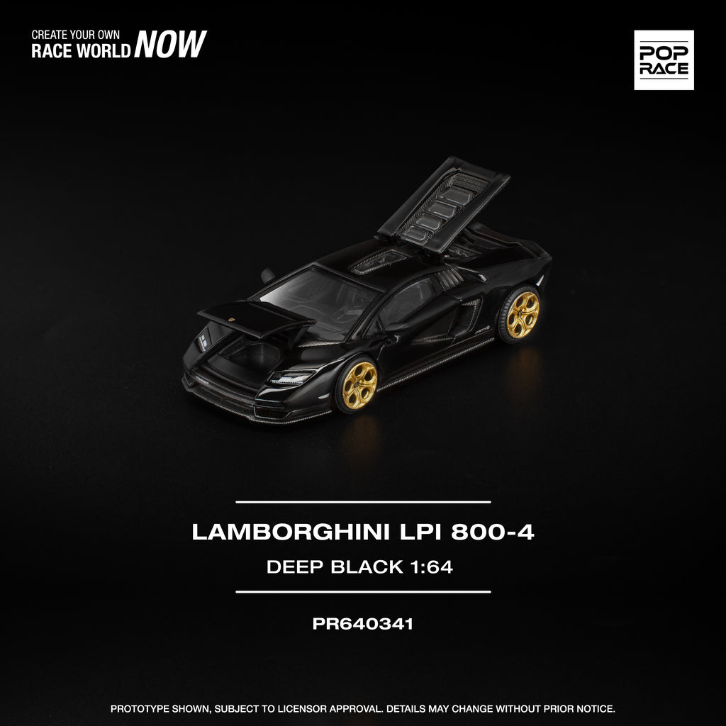 Pop Race 1/64 Lamborghini Countach LPI 800-4 Deep Black PR640341 Diecast Scale Model