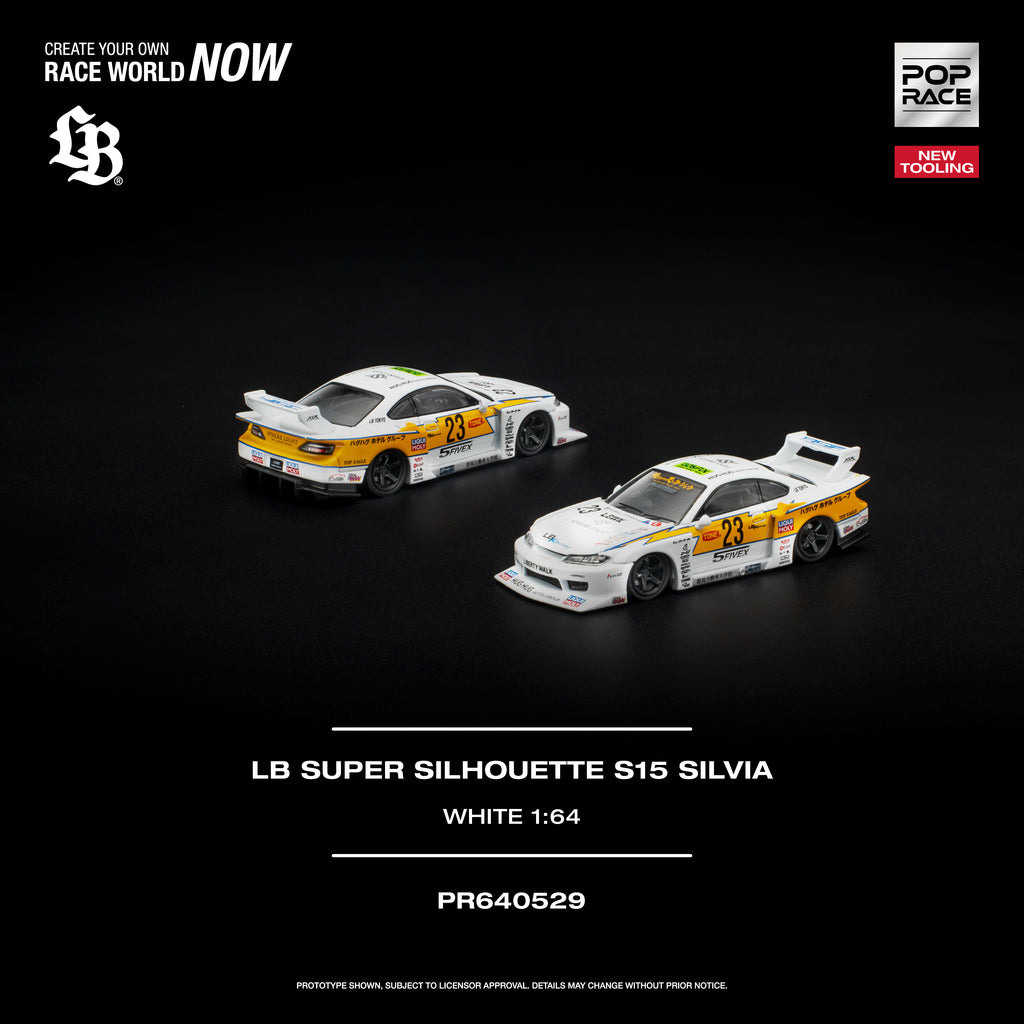 [PRE ORDER] Pop Race 1/64 LB SUPER SILHOUETTE S15 SILVIA WHITE PR640529 Diecast Scale Model Car