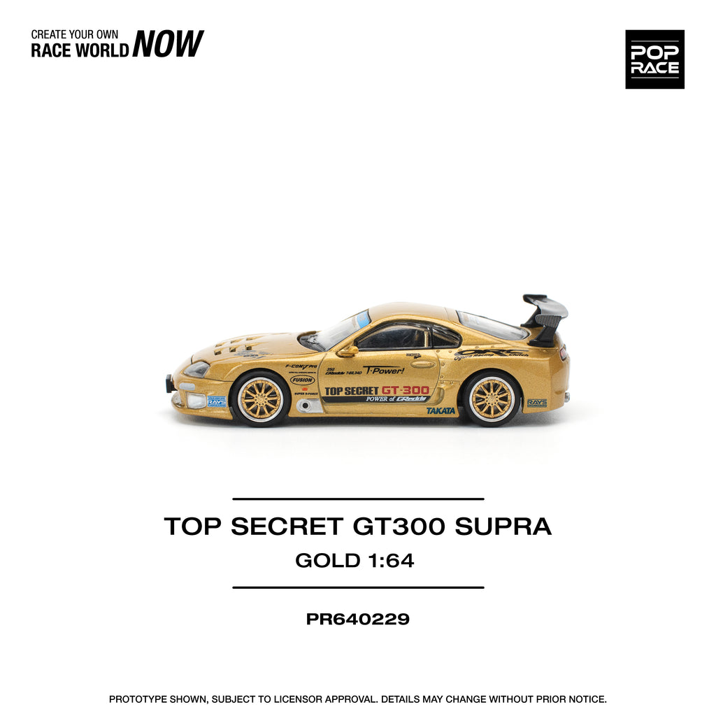Pop Race 1/64 Top Secret GT300 Supra Gold PR640229 Diecast Scale Model