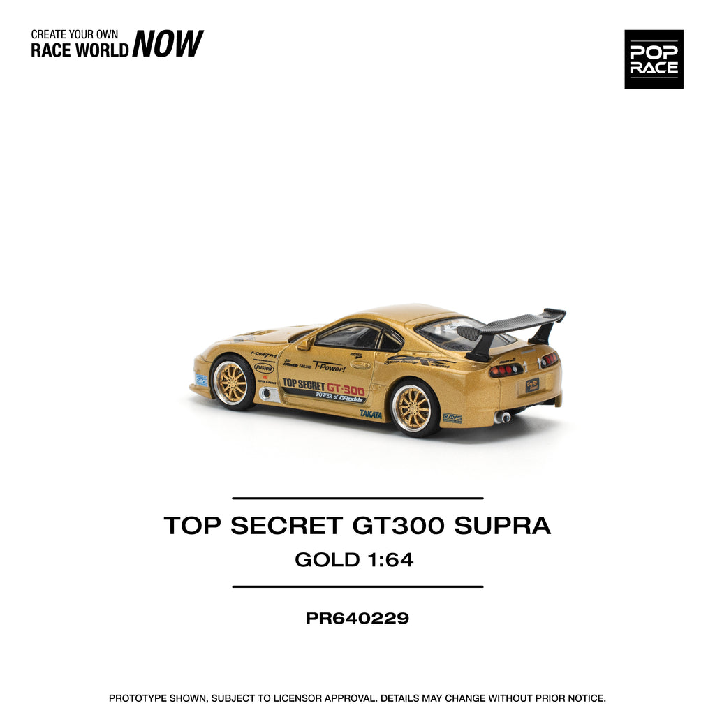 Pop Race 1/64 Top Secret GT300 Supra Gold PR640229 Diecast Scale Model