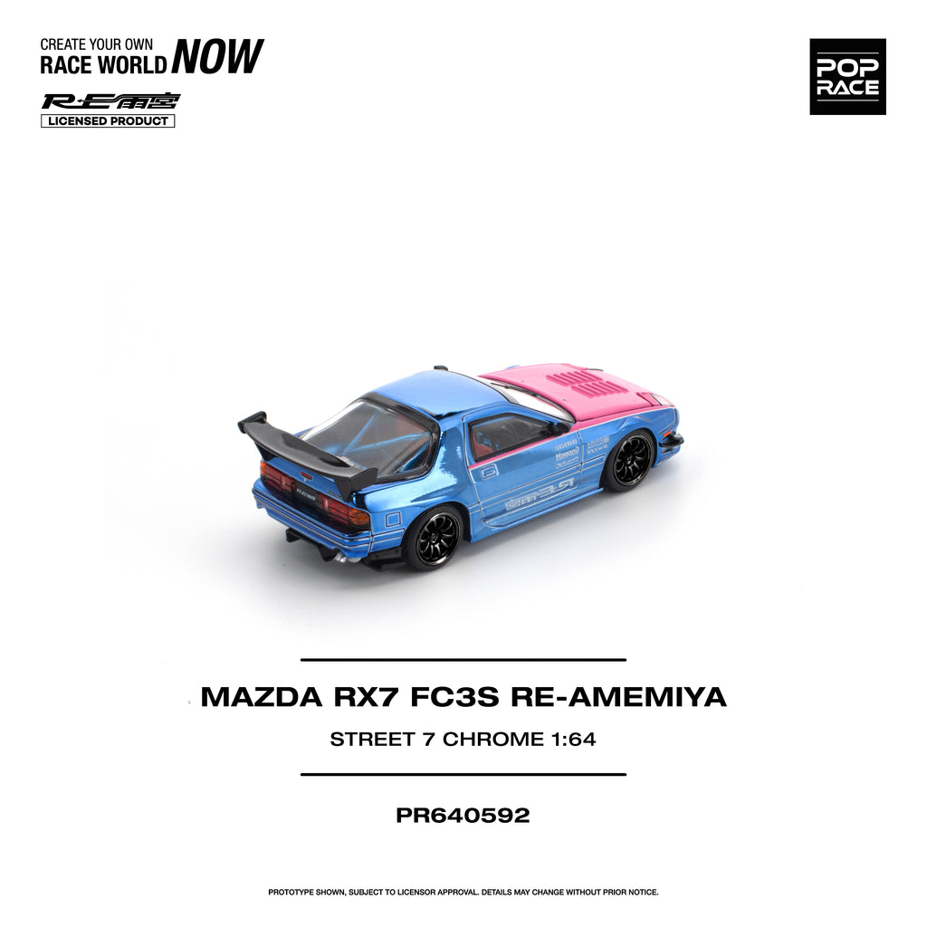 [PRE ORDER] Pop Race 1/64 Mazda RX7 (FC3S) Re-Amemiya STREET7 Chrome PR640592 Diecast Scale Model