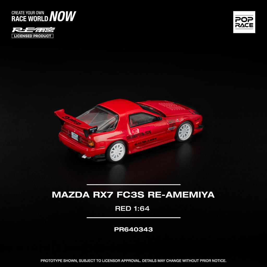 Pop Race 1/64 Mazda RX7 FC3S RE-AMEMIYA Red PR640343 Diecast Scale Model
