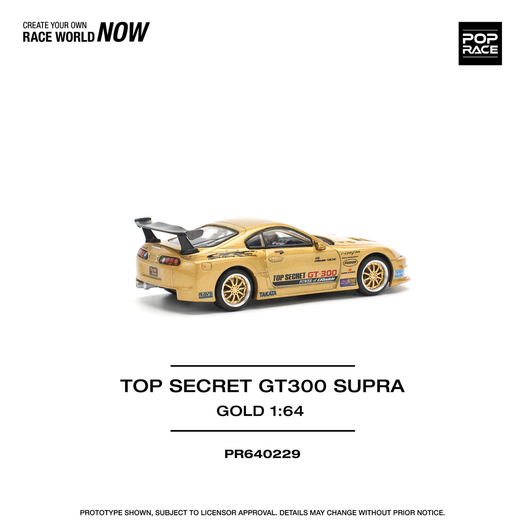 Pop Race 1/64 Top Secret GT300 Supra Gold PR640229 Diecast Scale Model