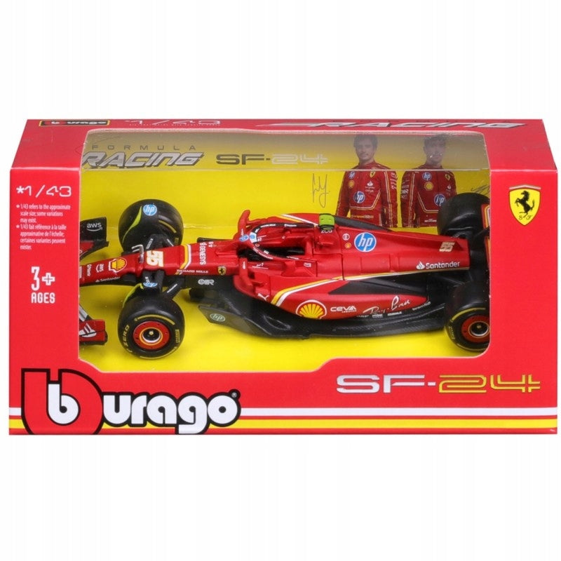 Bburago 1:43 2024 Carlos Sainz 55 Ferrari Sf-24 F1 #18-36844-A55 Diecast Scale Model