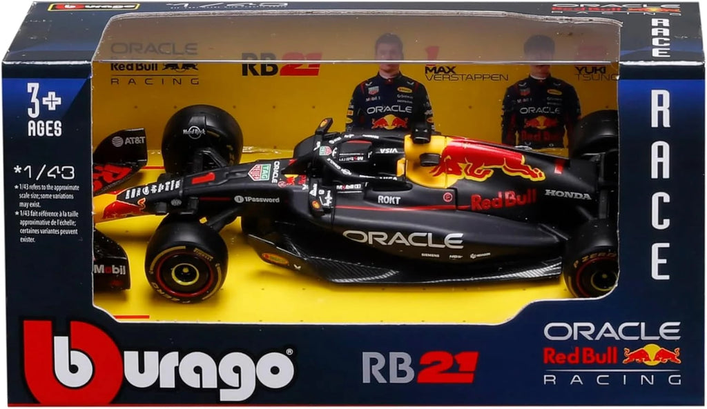 Bburago 1:43 RB21 Team Oracle Red Bull Racing Black F1 #1 Max Verstappen #18-38233B-MV1 Diecast Scale Model