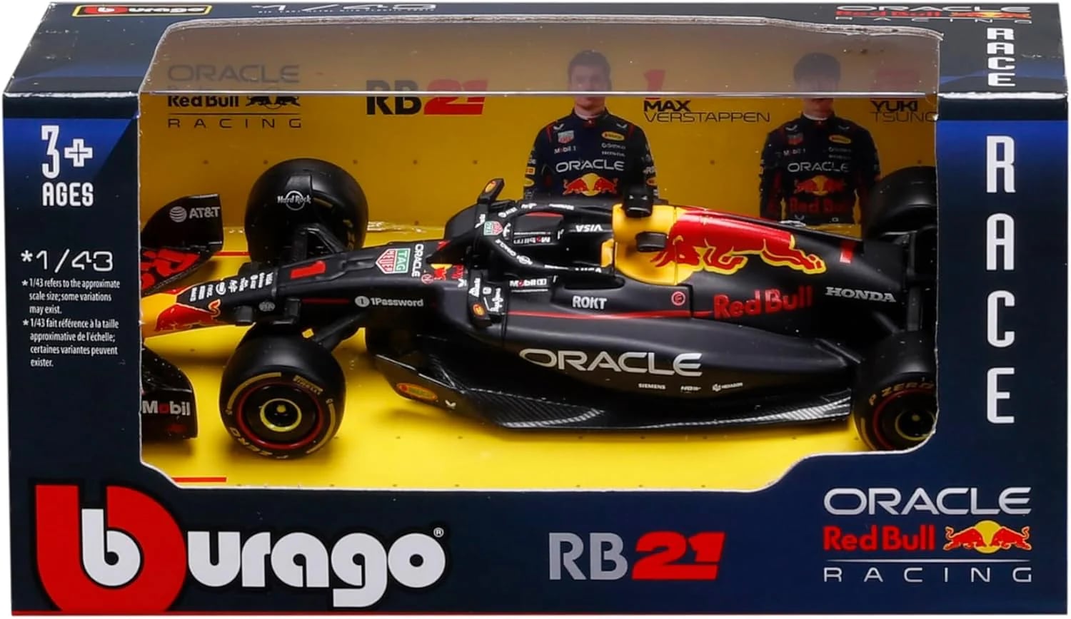 Bburago 1:43 RB21 Team Oracle Red Bull Racing Black F1 #1 Max Verstappen #18-38233B-MV1 Diecast Scale Model
