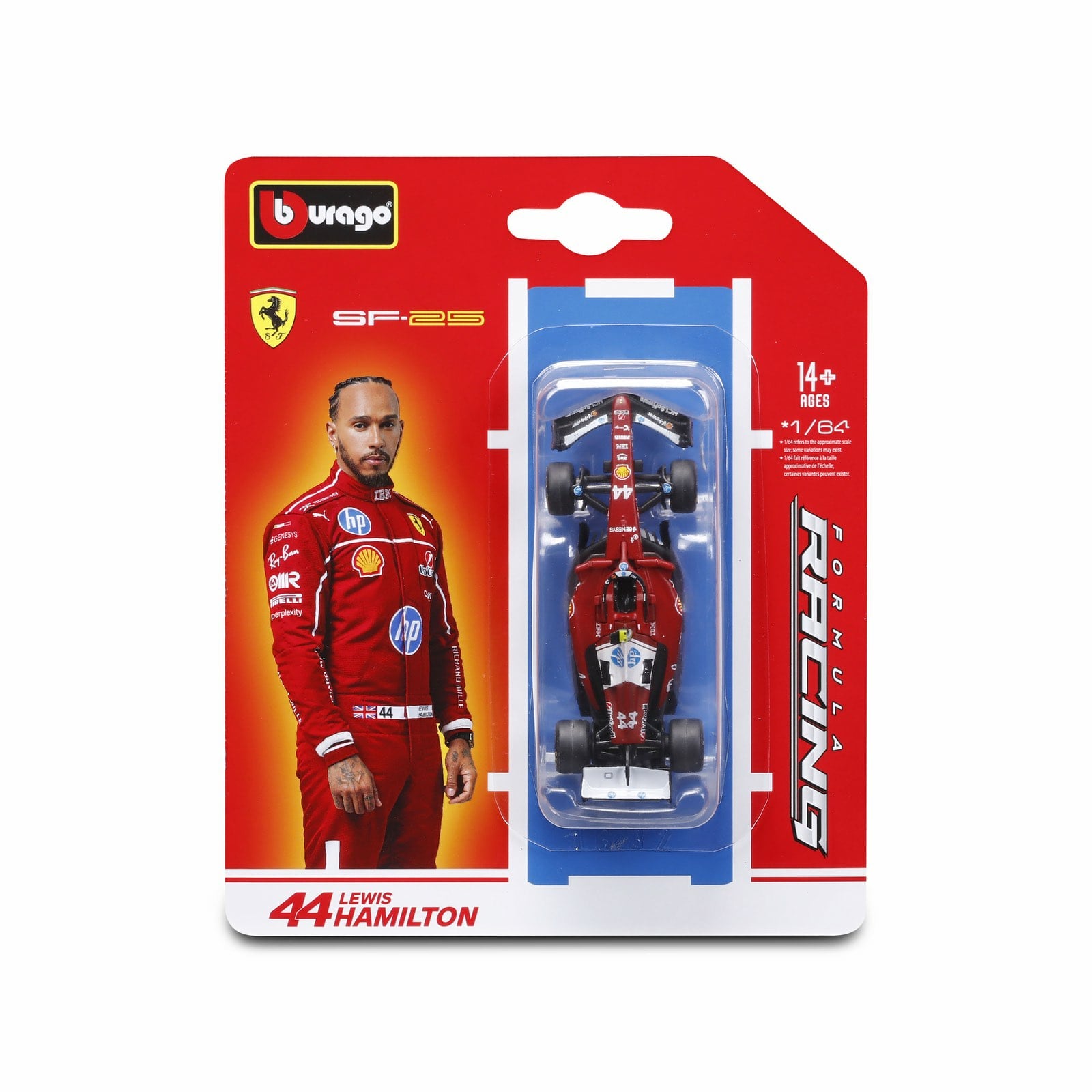 Bburago 1/64 Formula Racing SF-25 #44 Lewis Hamilton #18-56801-A44 Blister Ver. Diecast Scale Model