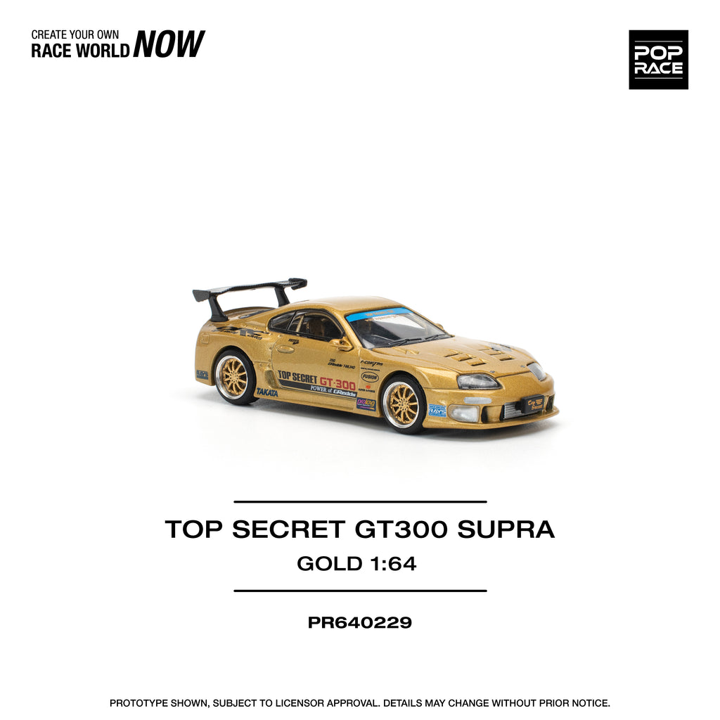 Pop Race 1/64 Top Secret GT300 Supra Gold PR640229 Diecast Scale Model