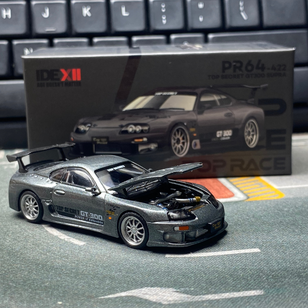 Pop Race 1/64 Top Secret GT300 Supra Gray IDE 2025 Exclusive PR640422 Diecast Scale Model