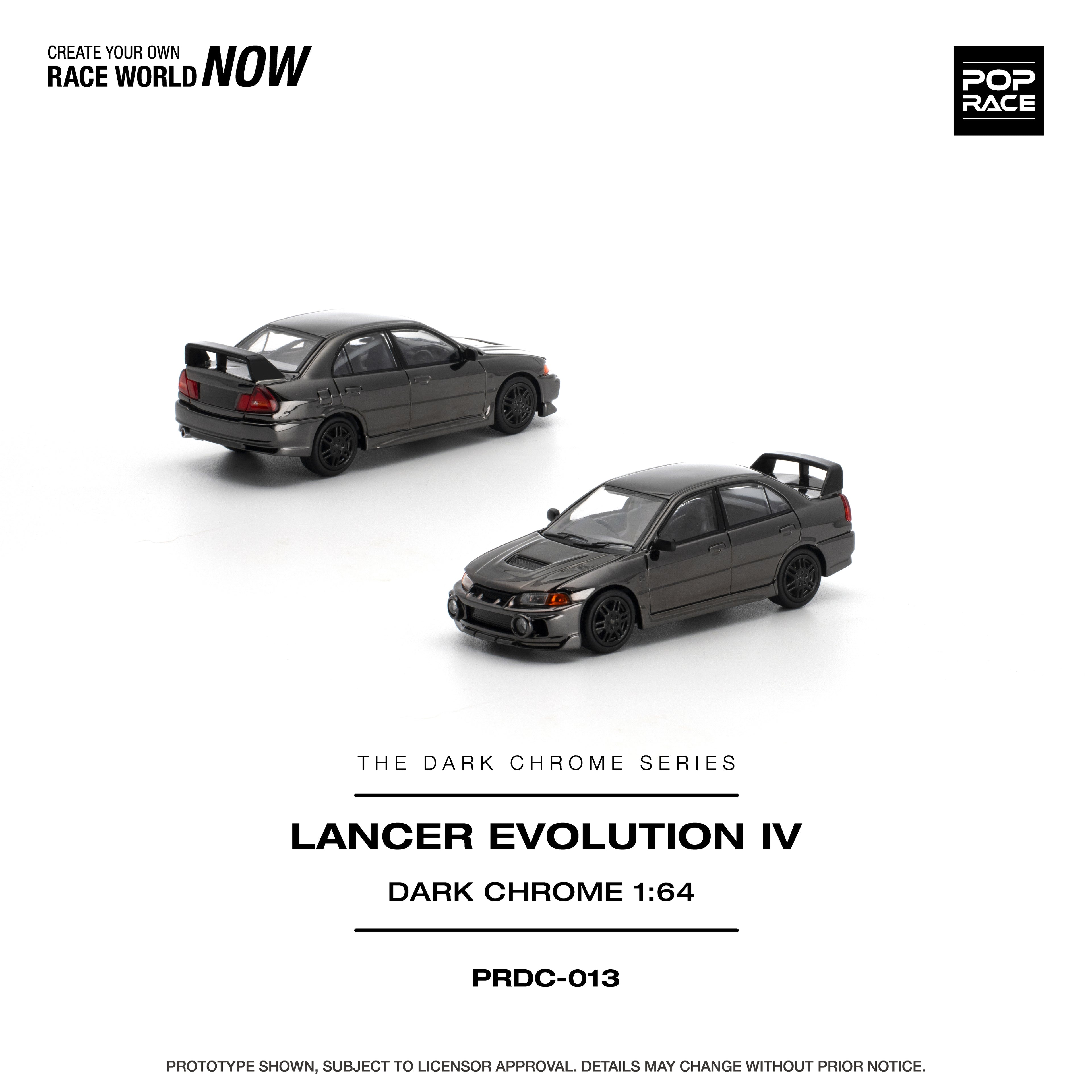 [PRE ORDER] Pop Race 1/64 Lancer Evolution IV Dark Chrome PRDC013 Diecast Scale Model