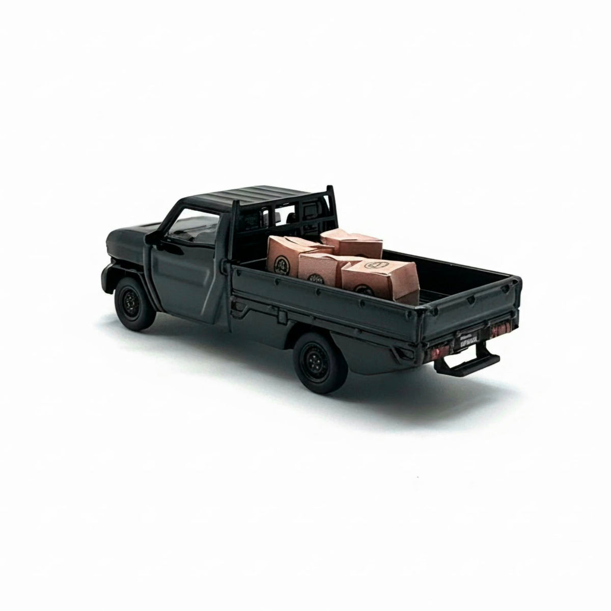 Para64 1/64 2025 Toyota Hilux Champ Tamaraw Black with Steelies LHD PB55702-S Diecast Scale Model Car