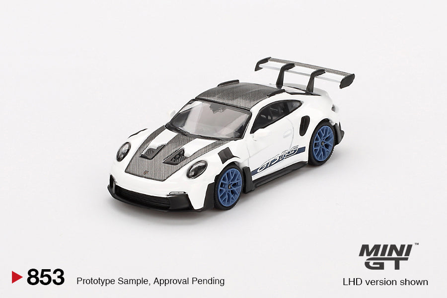 [PRE ORDER] Mini GT 1/64 Porsche 911 (992) GT3 RS Weissach Package White with Indigo Blue MGT00853 Diecast Scale Model