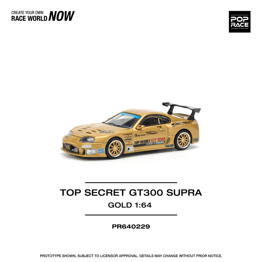 Pop Race 1/64 Top Secret GT300 Supra Gold PR640229 Diecast Scale Model