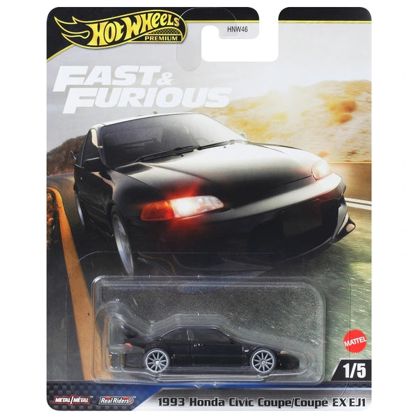 Hot Wheels Premium 1993 Honda Civic Coupe/Coupé EX EJ1 Black BNYHWP12022501 Diecast Scale Model