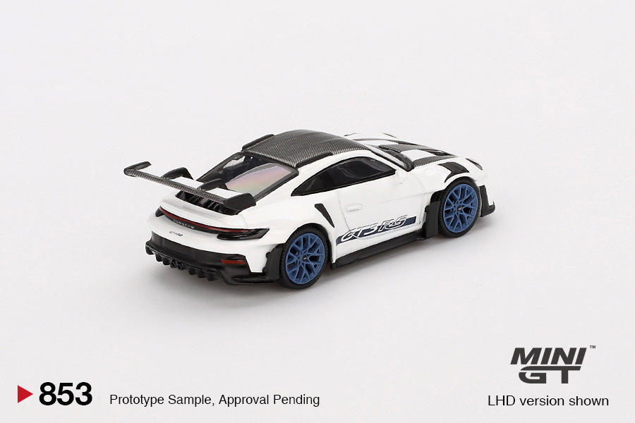 [PRE ORDER] Mini GT 1/64 Porsche 911 (992) GT3 RS Weissach Package White with Indigo Blue MGT00853 Diecast Scale Model