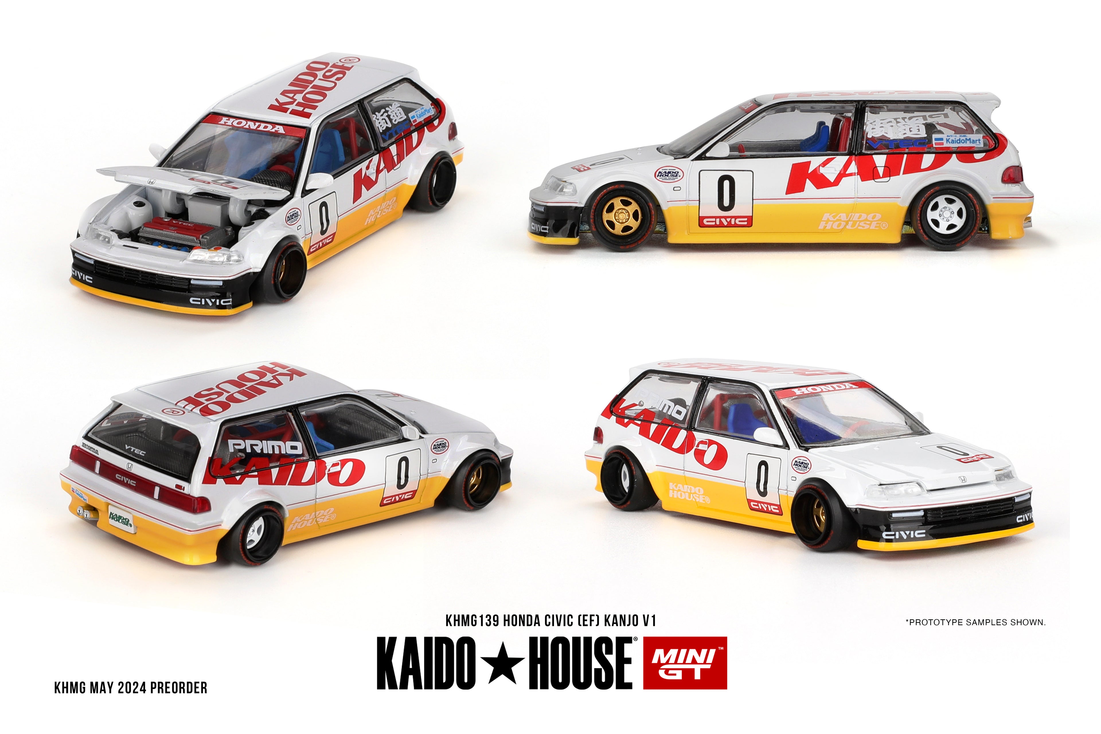 Kaido House x MiniGT 1/64 Honda Civic (EF) Kanjo V1 KHMG139 Diecast Scale Model