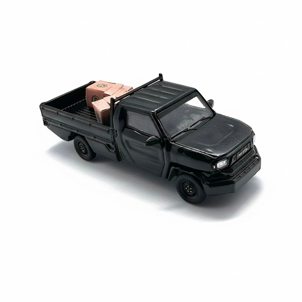 Para64 1/64 2025 Toyota Hilux Champ Tamaraw Black with Steelies LHD PB55702-S Diecast Scale Model Car
