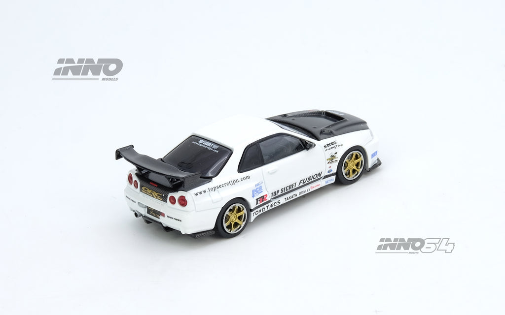 Inno64 1/64 TOP SECRET R34 GT-R White IN64-R34TS-WHI Diecast Scale Model