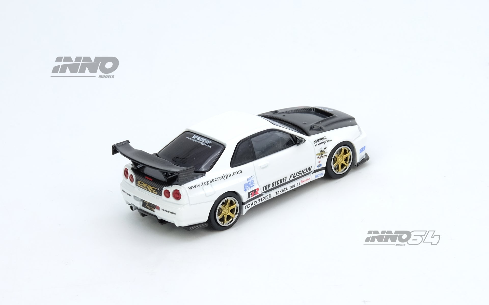 Inno64 1/64 TOP SECRET R34 GT-R White IN64-R34TS-WHI Diecast Scale Model