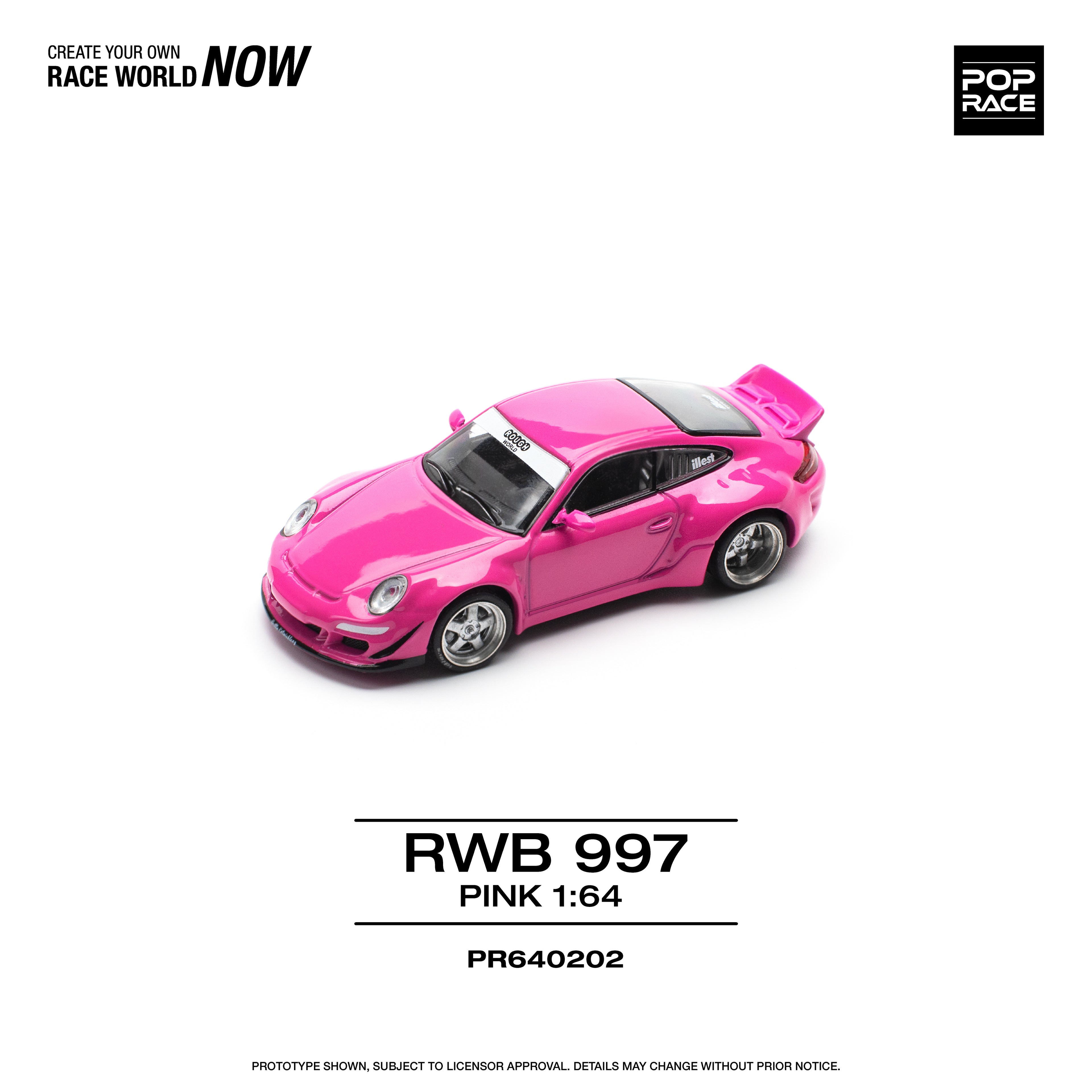 Pop Race 1/64 RWB 997 Pink PR640202 Diecast Scale Model