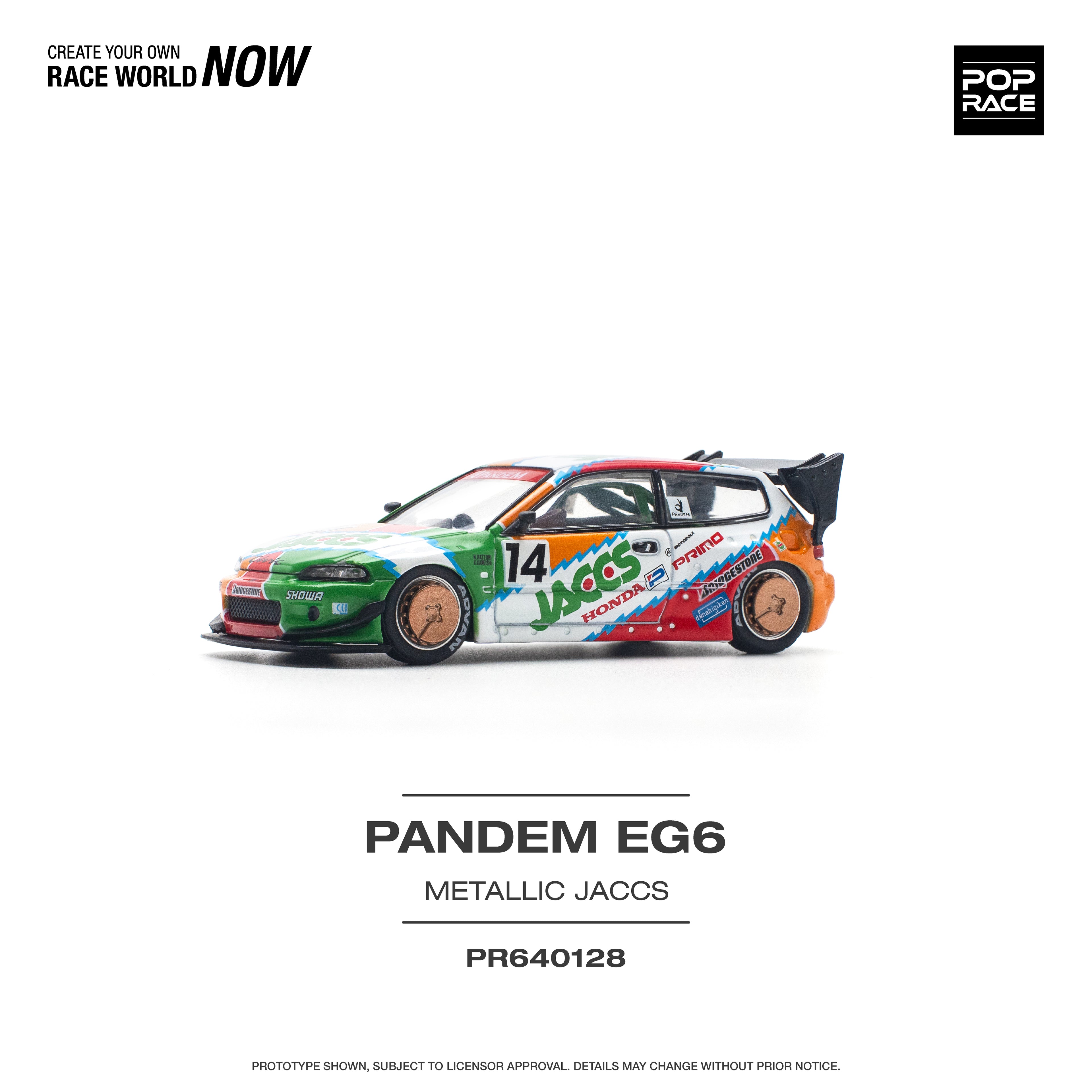 Pop Race 1/64 PANDEM CIVIC EG6 v1.5 JACCS PR640128 Diecast Scale Model